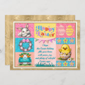 ハッピーイースターの喜びバニー、シック、卵&花 シーズンカード (正面/裏面)