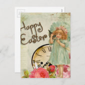 ハッピーイースターの女の子 シーズンポストカード (正面/裏面)