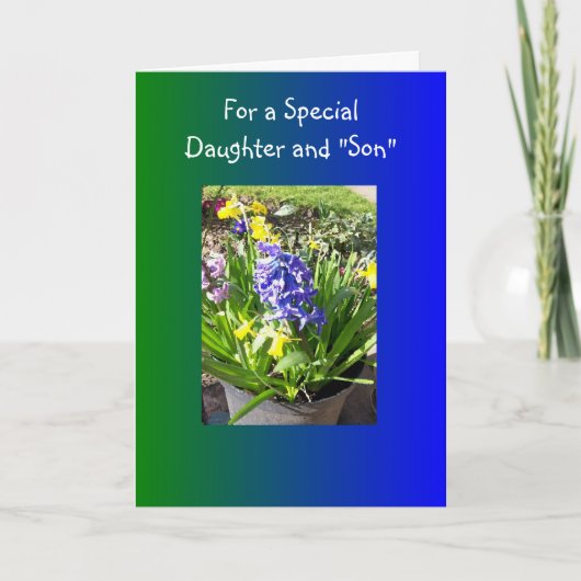 ハッピーイースターの娘および義理の息子カードHyacinth シーズンカード (正面)