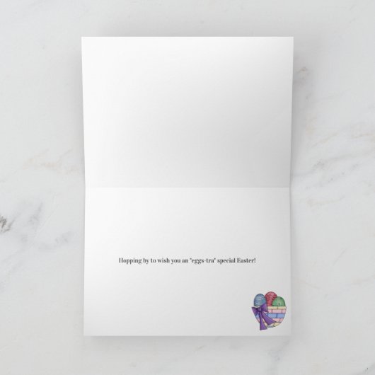 ハッピーイースターの家具と卵のパーソナライズ名 カード (内部)