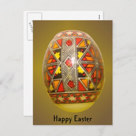 ハッピーイースターの手塗りのルーマニアの卵5 シーズンポストカード (正面/裏面)