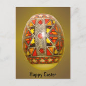 ハッピーイースターの手塗りのルーマニアの卵5 シーズンポストカード (正面)