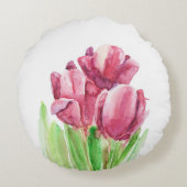 ハッピーイースターの抽象的なピンクのチューリップの枕 ラウンドクッション (裏面)