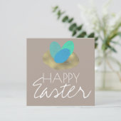 ハッピーイースターの斑点イースター卵と金の巣 カード (スタンド正面)