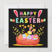 ハッピーイースターの日かわいいバニーと卵 – イースター シーズンカード (正面)