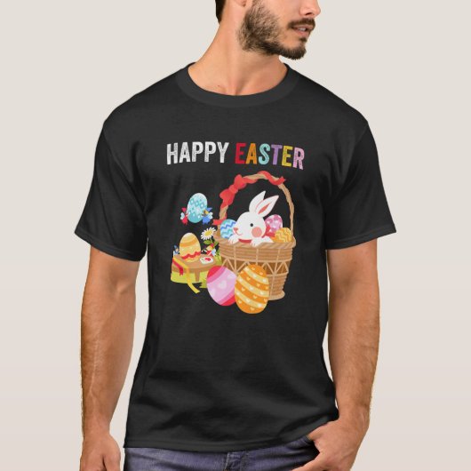 ハッピーイースターの日かわいいバニー&エッグスイースター2日 Tシャツ (正面)