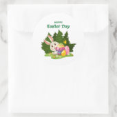 ハッピーイースターの日とバニーの願いおもしろい ラウンドシール (バッグ)