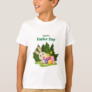 ハッピーイースターの日とバニーの願いおもしろい Tシャツ