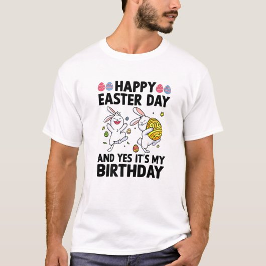 ハッピーイースターの日とYesそれが私の誕生日キッズボーイ Tシャツ (正面)