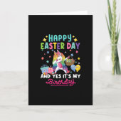 ハッピーイースターの日とyes私の誕生日の一角獣 カード (正面)