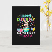 ハッピーイースターの日とyes私の誕生日バニー カード (黄色い花)