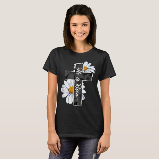 ハッピーイースターの日イエス・キリスト教の十字架に昇る Tシャツ (正面フル)