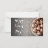 ハッピーイースターの日ゴールデンエッグウッド ノートカード (正面)