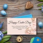 ハッピーイースターの日ゴールデンエッグピンク背景 ノートカード