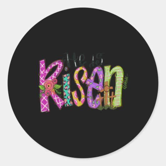 ハッピーイースターの日彼はキリスト教の復活祭を復活させる ラウンドシール (正面)