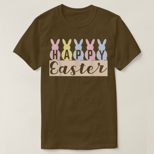 ハッピーイースターの日2022かわいいバニーと卵イースター Tシャツ (デザイン正面)
