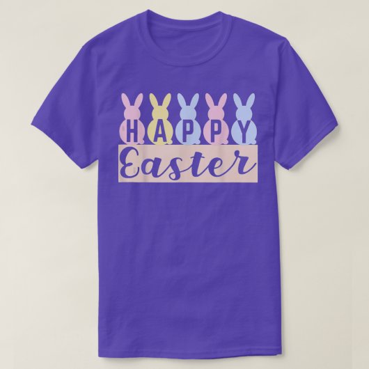 ハッピーイースターの日2022かわいいバニーと卵イースター Tシャツ (デザイン正面)