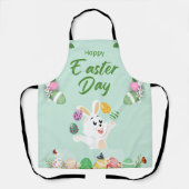 ハッピーイースターの日 – おもしろいバニーと卵のイースター エプロン (正面)