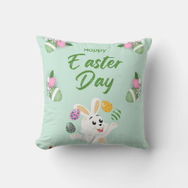 ハッピーイースターの日 – おもしろいバニーと卵のイースター クッション