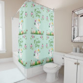 ハッピーイースターの日 – おもしろいバニーと卵のイースター シャワーカーテン (インサイチュ)