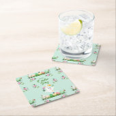 ハッピーイースターの日 – おもしろいバニーと卵のイースター スクエアペーパーコースター (インサイチュ)