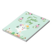 ハッピーイースターの日 – おもしろいバニーと卵のイースター ノートパッド (回転)