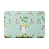 ハッピーイースターの日 – おもしろいバニーと卵のイースター バスマット (正面)