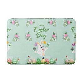 ハッピーイースターの日 – おもしろいバニーと卵のイースター バスマット
