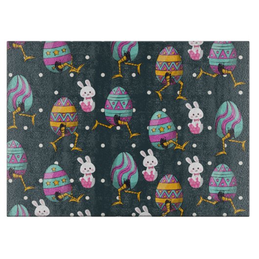 ハッピーイースターの日 – おもしろい Bunny Wishesパターン カッティングボード (正面)