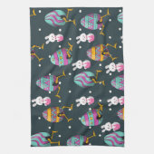 ハッピーイースターの日 – おもしろい Bunny Wishesパターン キッチンタオル (縦)