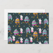 ハッピーイースターの日 – おもしろい Bunny Wishesパターン シーズンポストカード (正面/裏面)