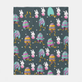 ハッピーイースターの日 – おもしろい Bunny Wishesパターン フリースブランケット (正面)