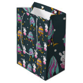 ハッピーイースターの日 – おもしろい Bunny Wishesパターン ミディアムペーパーバッグ (裏面アングル)