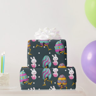 ハッピーイースターの日 – おもしろい Bunny Wishesパターン ラッピングペーパー