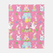 ハッピーイースターの日 – パタおもしろいーンバニーと卵 フリースブランケット (正面)