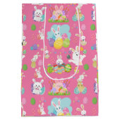 ハッピーイースターの日 – パタおもしろいーンバニーと卵 ミディアムペーパーバッグ (裏面)