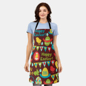 ハッピーイースターの日 – パタンバニーと卵イースター エプロン (着用した状態)