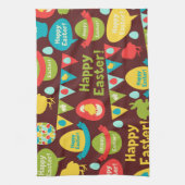 ハッピーイースターの日 – パタンバニーと卵イースター キッチンタオル (縦)