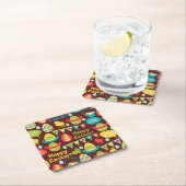 ハッピーイースターの日 – パタンバニーと卵イースター スクエアペーパーコースター (インサイチュ)