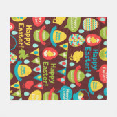 ハッピーイースターの日 – パタンバニーと卵イースター フリースブランケット (正面(横))