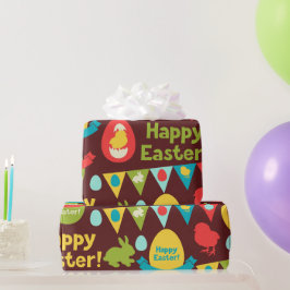 ハッピーイースターの日 – パタンバニーと卵イースター ラッピングペーパー