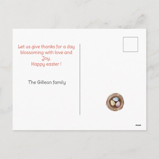 ハッピーイースターの日、家族へのハッピーイースター3写真 シーズンポストカード (裏面)