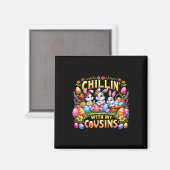 ハッピーイースターの日Chillin'私のいとこイースターダ マグネット (正面/裏面)