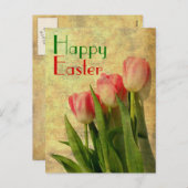 ハッピーイースターの春のチューリップ シーズンポストカード (正面/裏面)