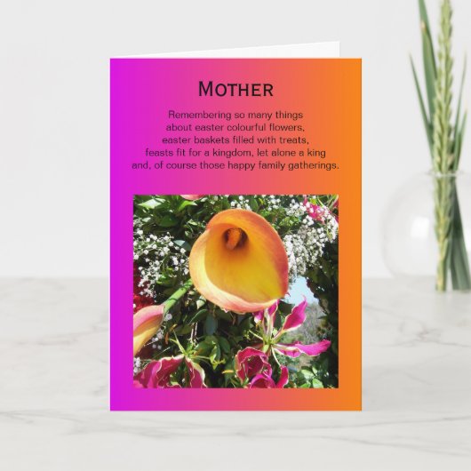 ハッピーイースターの母カード-オレンジLilly シーズンカード (正面)