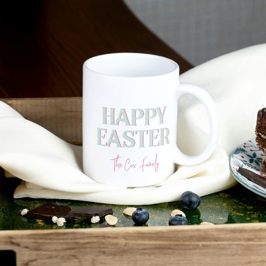 ハッピーイースターの水色のシックと卵のイースターマグ コーヒーマグカップ