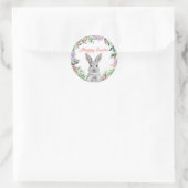 ハッピーイースターの水色バニー植物性リース ラウンドシール (バッグ)