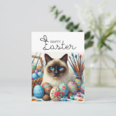 ハッピーイースターの猫好き ポストカード (スタンド正面)