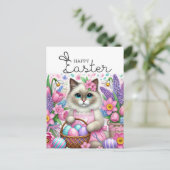 ハッピーイースターの猫好き ポストカード (スタンド正面)