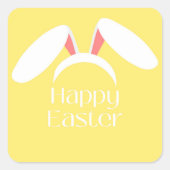 ハッピーイースターの白耳 スクエアシール (正面)